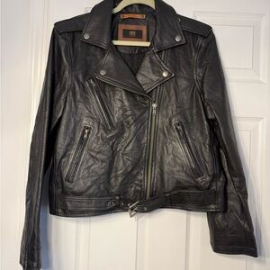 Frye Women's Classic Black Leather Biker Jacket